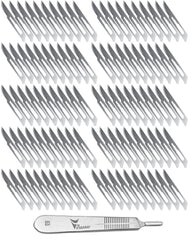 Vaishanav B.P. Blade No. 15 (Pack of 100) with Scalpel Handle No. 3 – Sterile Carbon Steel Surgical Blades & Stainless Steel Handle for Precision Surgery, Medical, Veterinary & Dissection