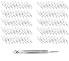 Vaishanav B.P. Blade No. 24 (Pack of 100) with Scalpel Handle No. 4 – Sterile Carbon Steel Surgical Blades & Stainless Steel Handle for General Surgery, Orthopedic, Medical, Veterinary & Dissection