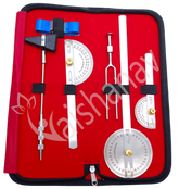 Vaishanav Goniometer Set Physiotherapy Kit – 3 Goniometers, Reflex Hammer, Tuning Fork & Measuring Tape – ROM Measurement Tools