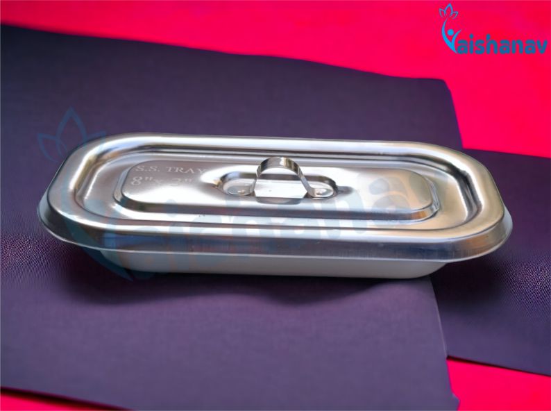 Vaishanav Stainless Steel Instrument Tray 8 × 3 Inch with Lid