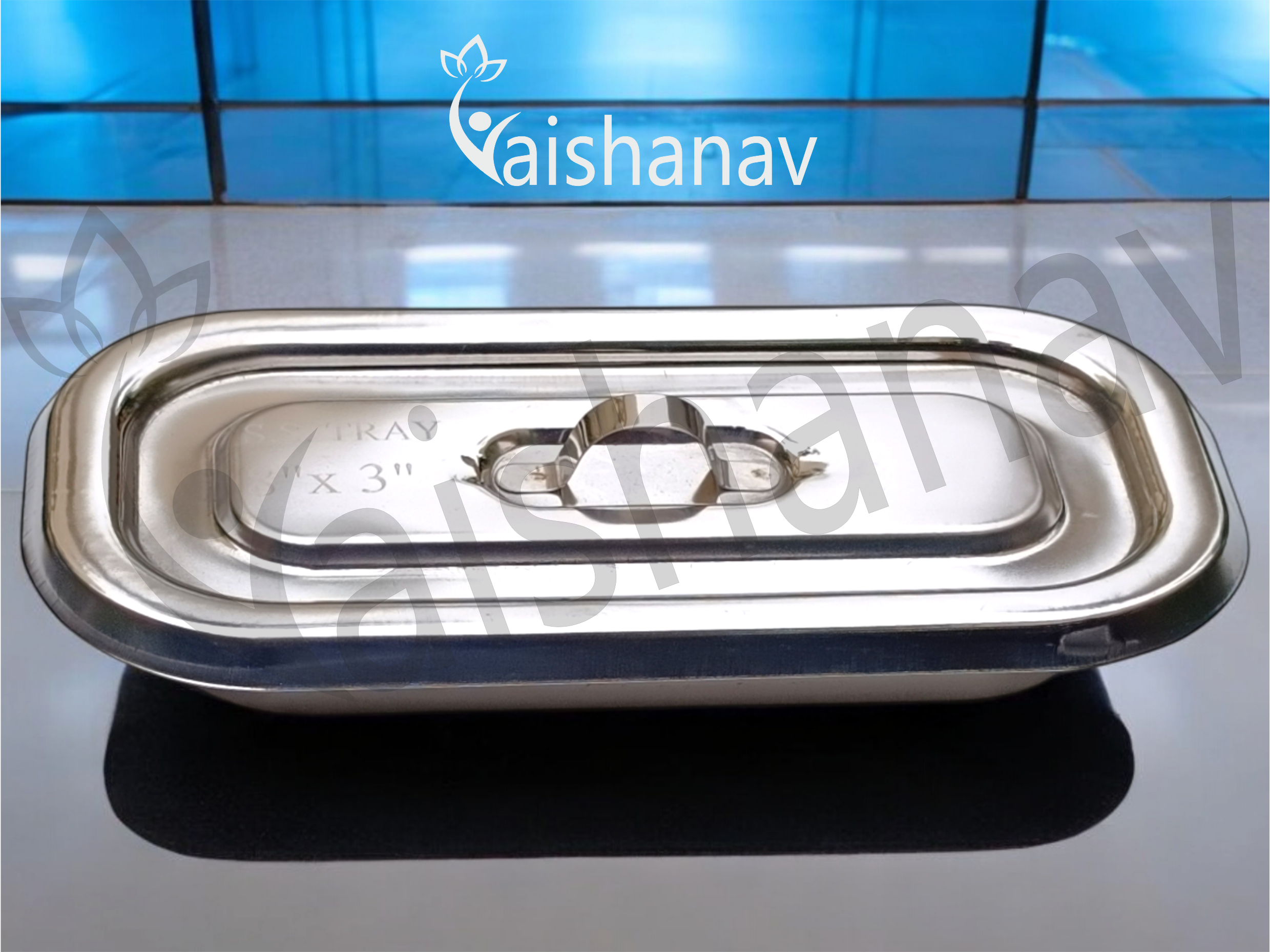 Vaishanav Stainless Steel Instrument Tray 8 × 3 Inch with Lid