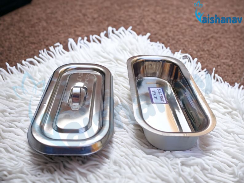 Vaishanav Stainless Steel Instrument Tray 8 × 3 Inch with Lid