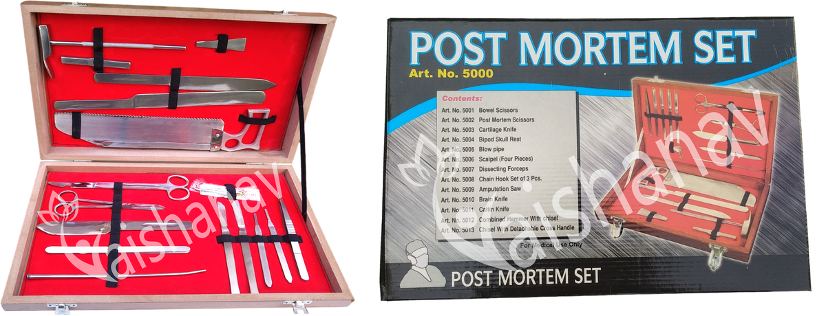 Vaishanav Premium Post Mortem Set with Wooden Box - High-Quality Stainless Steel Instrument