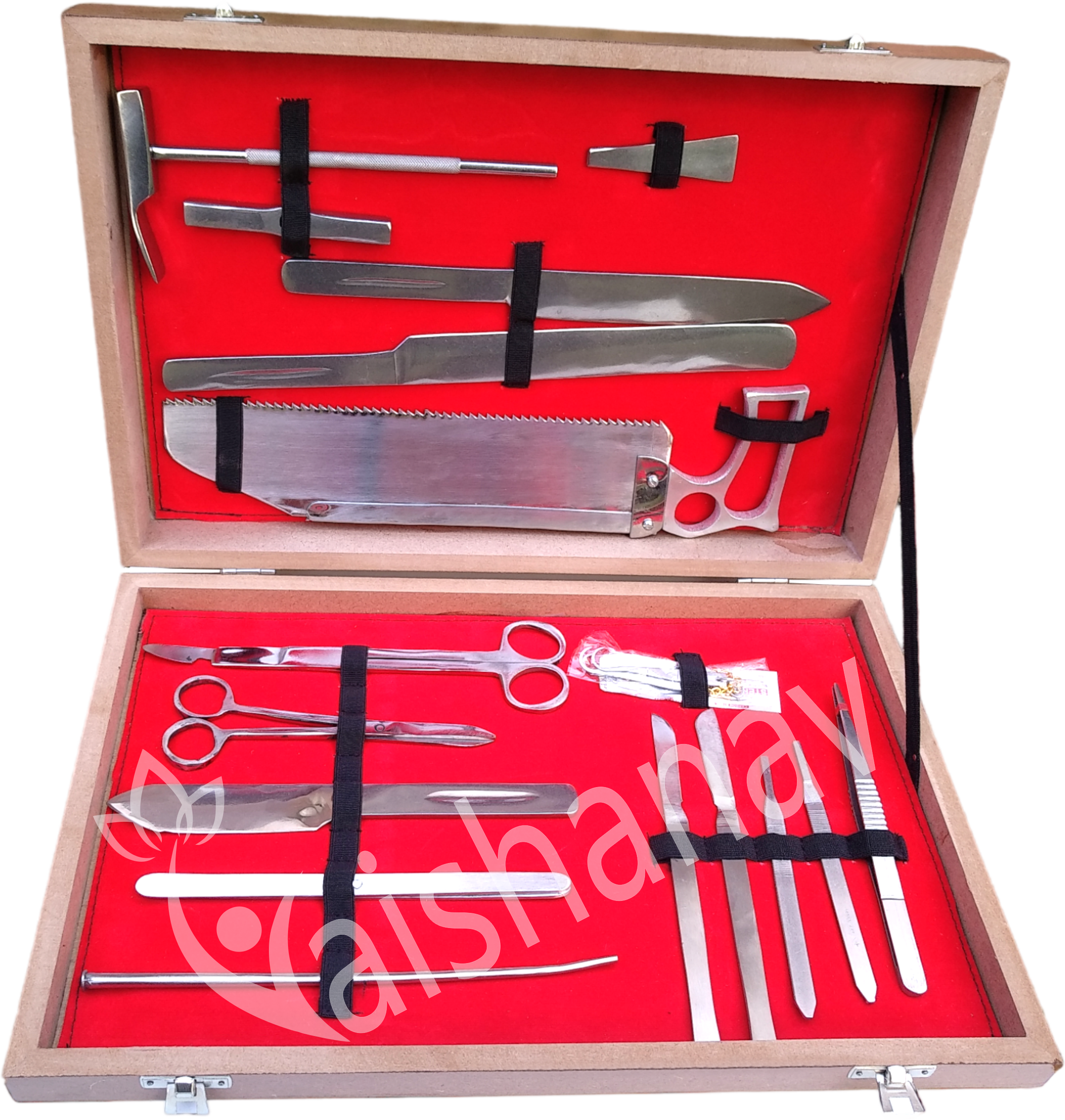 Vaishanav Premium Post Mortem Set with Wooden Box - High-Quality Stainless Steel Instrument